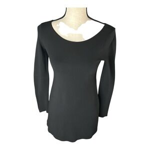 Theory Women's Black Zip Sleeve‎ Tee Spandex Top Size Small